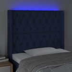 vidaXL Tăblie de pat cu LED, albastru, 103x16x118/128 cm, textil vidaXL Tăblie de pat cu LED, albastru, 103x16x118/128 cm, textil