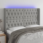 vidaXL Tăblie de pat cu LED, gri deschis, 147x16x118/128 cm, textil