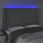 vidaXL Tăblie de pat cu LED, gri deschis, 147x16x118/128 cm, textil