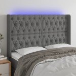 vidaXL Tăblie de pat cu LED, gri închis, 147x16x118/128 cm, textil vidaXL Tăblie de pat cu LED, gri închis, 147x16x118/128 cm, textil