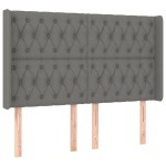 vidaXL Tăblie de pat cu LED, gri închis, 147x16x118/128 cm, textil vidaXL Tăblie de pat cu LED, gri închis, 147x16x118/128 cm, textil
