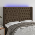 vidaXL Tăblie de pat cu LED, maro închis, 147x16x118/128 cm, textil vidaXL Tăblie de pat cu LED, maro închis, 147x16x118/128 cm, textil
