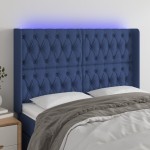 vidaXL Tăblie de pat cu LED, albastru, 147x16x118/128 cm, textil vidaXL Tăblie de pat cu LED, albastru, 147x16x118/128 cm, textil