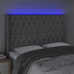 vidaXL Tăblie de pat cu LED, gri deschis, 163x16x118/128 cm, textil