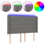 vidaXL Tăblie de pat cu LED, gri închis, 163x16x118/128 cm, textil vidaXL Tăblie de pat cu LED, gri închis, 163x16x118/128 cm, textil