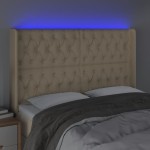 vidaXL Tăblie de pat cu LED, crem, 163x16x118/128 cm, textil