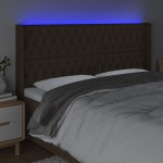 vidaXL Tăblie de pat cu LED, maro închis, 183x16x118/128 cm, textil vidaXL Tăblie de pat cu LED, maro închis, 183x16x118/128 cm, textil