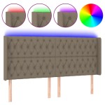 vidaXL Tăblie de pat cu LED, gri taupe, 183x16x118/128 cm, textil vidaXL Tăblie de pat cu LED, gri taupe, 183x16x118/128 cm, textil