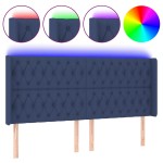 vidaXL Tăblie de pat cu LED, albastru, 183x16x118/128 cm, textil vidaXL Tăblie de pat cu LED, albastru, 183x16x118/128 cm, textil