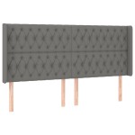vidaXL Tăblie de pat cu LED, gri închis, 203x16x118/128 cm, textil vidaXL Tăblie de pat cu LED, gri închis, 203x16x118/128 cm, textil
