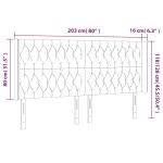 vidaXL Tăblie de pat cu LED, crem, 203x16x118/128 cm, textil