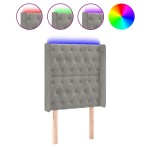vidaXL Tăblie de pat cu LED, gri deschis, 83x16x118/128 cm, catifea vidaXL Tăblie de pat cu LED, gri deschis, 83x16x118/128 cm, catifea