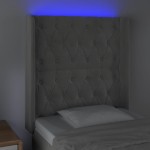 vidaXL Tăblie de pat cu LED, gri deschis, 83x16x118/128 cm, catifea vidaXL Tăblie de pat cu LED, gri deschis, 83x16x118/128 cm, catifea