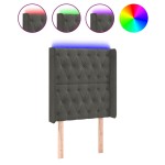 vidaXL Tăblie de pat cu LED, gri închis, 83x16x118/128 cm, catifea vidaXL Tăblie de pat cu LED, gri închis, 83x16x118/128 cm, catifea