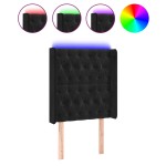 vidaXL Tăblie de pat cu LED, negru, 83x16x118/128 cm, catifea