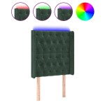vidaXL Tăblie de pat cu LED, verde închis, 83x16x118/128 cm, catifea vidaXL Tăblie de pat cu LED, verde închis, 83x16x118/128 cm, catifea