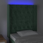 vidaXL Tăblie de pat cu LED, verde închis, 83x16x118/128 cm, catifea vidaXL Tăblie de pat cu LED, verde închis, 83x16x118/128 cm, catifea