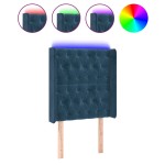 vidaXL Tăblie de pat cu LED, albastru închis, 83x16x118/128cm, catifea