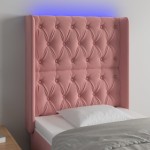 vidaXL Tăblie de pat cu LED, roz, 83x16x118/128 cm, catifea vidaXL Tăblie de pat cu LED, roz, 83x16x118/128 cm, catifea
