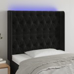vidaXL Tăblie de pat cu LED, negru, 93x16x118/128 cm, catifea