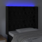 vidaXL Tăblie de pat cu LED, negru, 93x16x118/128 cm, catifea