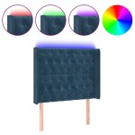vidaXL Tăblie de pat cu LED, albastru închis, 93x16x118/128cm, catifea