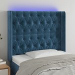 vidaXL Tăblie de pat cu LED, albastru închis, 93x16x118/128cm, catifea