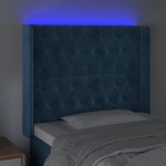 vidaXL Tăblie de pat cu LED, albastru închis, 93x16x118/128cm, catifea