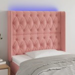 vidaXL Tăblie de pat cu LED, roz, 93x16x118/128 cm, catifea vidaXL Tăblie de pat cu LED, roz, 93x16x118/128 cm, catifea