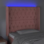 vidaXL Tăblie de pat cu LED, roz, 93x16x118/128 cm, catifea vidaXL Tăblie de pat cu LED, roz, 93x16x118/128 cm, catifea
