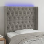 vidaXL Tăblie de pat cu LED, gri deschis, 103x16x118/128 cm, catifea vidaXL Tăblie de pat cu LED, gri deschis, 103x16x118/128 cm, catifea