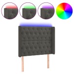 vidaXL Tăblie de pat cu LED, gri închis, 103x16x118/128 cm, catifea vidaXL Tăblie de pat cu LED, gri închis, 103x16x118/128 cm, catifea