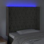 vidaXL Tăblie de pat cu LED, gri închis, 103x16x118/128 cm, catifea vidaXL Tăblie de pat cu LED, gri închis, 103x16x118/128 cm, catifea