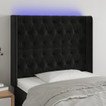 vidaXL Tăblie de pat cu LED, negru, 103x16x118/128 cm, catifea vidaXL Tăblie de pat cu LED, negru, 103x16x118/128 cm, catifea