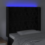 vidaXL Tăblie de pat cu LED, negru, 103x16x118/128 cm, catifea vidaXL Tăblie de pat cu LED, negru, 103x16x118/128 cm, catifea
