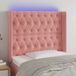 vidaXL Tăblie de pat cu LED, roz, 103x16x118/128 cm, catifea vidaXL Tăblie de pat cu LED, roz, 103x16x118/128 cm, catifea