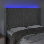 vidaXL Tăblie de pat cu LED, gri deschis, 147x16x118/128 cm, catifea