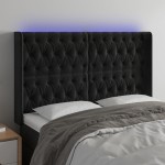 vidaXL Tăblie de pat cu LED, negru, 147x16x118/128 cm, catifea vidaXL Tăblie de pat cu LED, negru, 147x16x118/128 cm, catifea