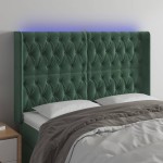 vidaXL Tăblie de pat cu LED, verde închis, 147x16x118/128 cm, catifea