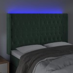 vidaXL Tăblie de pat cu LED, verde închis, 147x16x118/128 cm, catifea