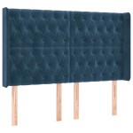vidaXL Tăblie de pat cu LED, albastru închis, 147x16x118/128cm catifea