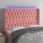 vidaXL Tăblie de pat cu LED, roz, 147x16x118/128 cm, catifea vidaXL Tăblie de pat cu LED, roz, 147x16x118/128 cm, catifea