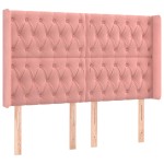 vidaXL Tăblie de pat cu LED, roz, 147x16x118/128 cm, catifea vidaXL Tăblie de pat cu LED, roz, 147x16x118/128 cm, catifea