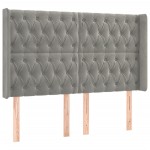vidaXL Tăblie de pat cu LED, gri deschis, 163x16x118/128 cm, catifea vidaXL Tăblie de pat cu LED, gri deschis, 163x16x118/128 cm, catifea