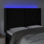 vidaXL Tăblie de pat cu LED, negru, 163x16x118/128 cm, catifea vidaXL Tăblie de pat cu LED, negru, 163x16x118/128 cm, catifea