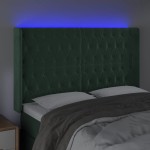 vidaXL Tăblie de pat cu LED, verde închis, 163x16x118/128 cm, catifea