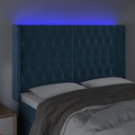 vidaXL Tăblie de pat cu LED, albastru închis, 163x16x118/128cm catifea