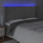 vidaXL Tăblie de pat cu LED, gri deschis, 183x16x118/128 cm, catifea vidaXL Tăblie de pat cu LED, gri deschis, 183x16x118/128 cm, catifea