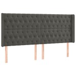 vidaXL Tăblie de pat cu LED, gri închis, 183x16x118/128 cm, catifea vidaXL Tăblie de pat cu LED, gri închis, 183x16x118/128 cm, catifea