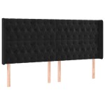 vidaXL Tăblie de pat cu LED, negru, 183x16x118/128 cm, catifea